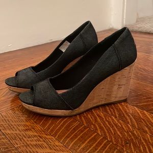 TOMS Denim Cork Wedges size 6